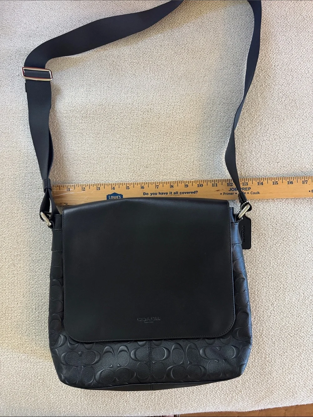 Coach - Black Signature Leather Messenger/Purse Bag